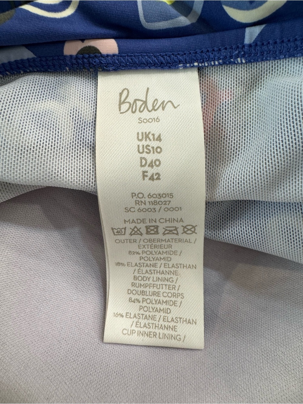 Boden Floral Blue One-Piece Swimsuit 10 - Picture 7 of 8